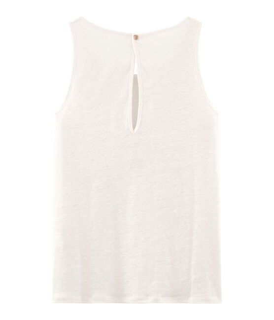 Schillerndes damen tanktop aus leinen weiss MARSHMALLOW/rosa COPPER