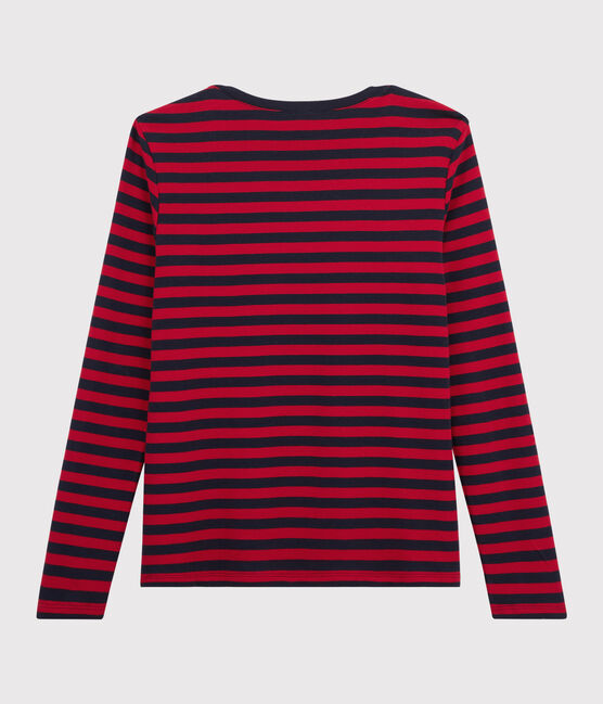 Gestreiftes Damen-T-Shirt blau SMOKING/rot TERKUIT