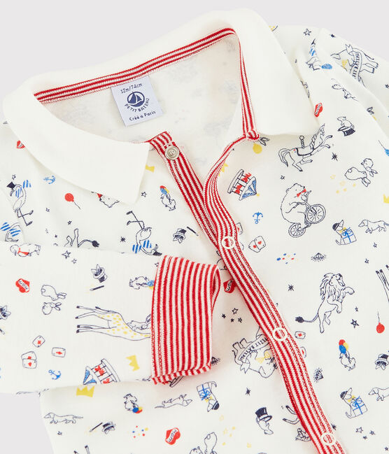 Baby-Strampler ohne Füße aus Rippstrick für Jungen weiss MARSHMALLOW/weiss MULTICO