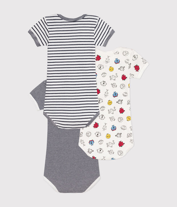 3er-Set kurz&auml;rmelige Baby-Bodys Mr. Men und Little Miss aus Baumwolle vielfarbig