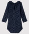 Langärmliger Baby-Body für Mädchen blau SMOKING/weiss MULTICO