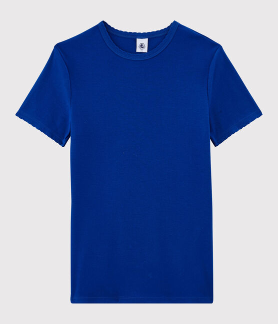 Klassisches Damen-T-Shirt aus Baumwolle mit Rundhalsausschnitt blau SURF