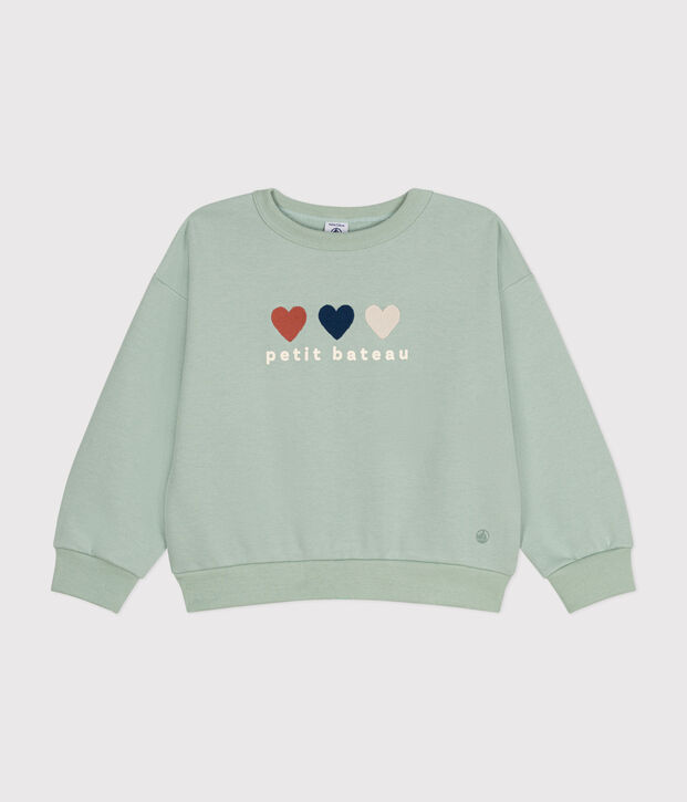 Kinder-Sweatshirt aus Molton f&uuml;r M&auml;dchen gr&uuml;n