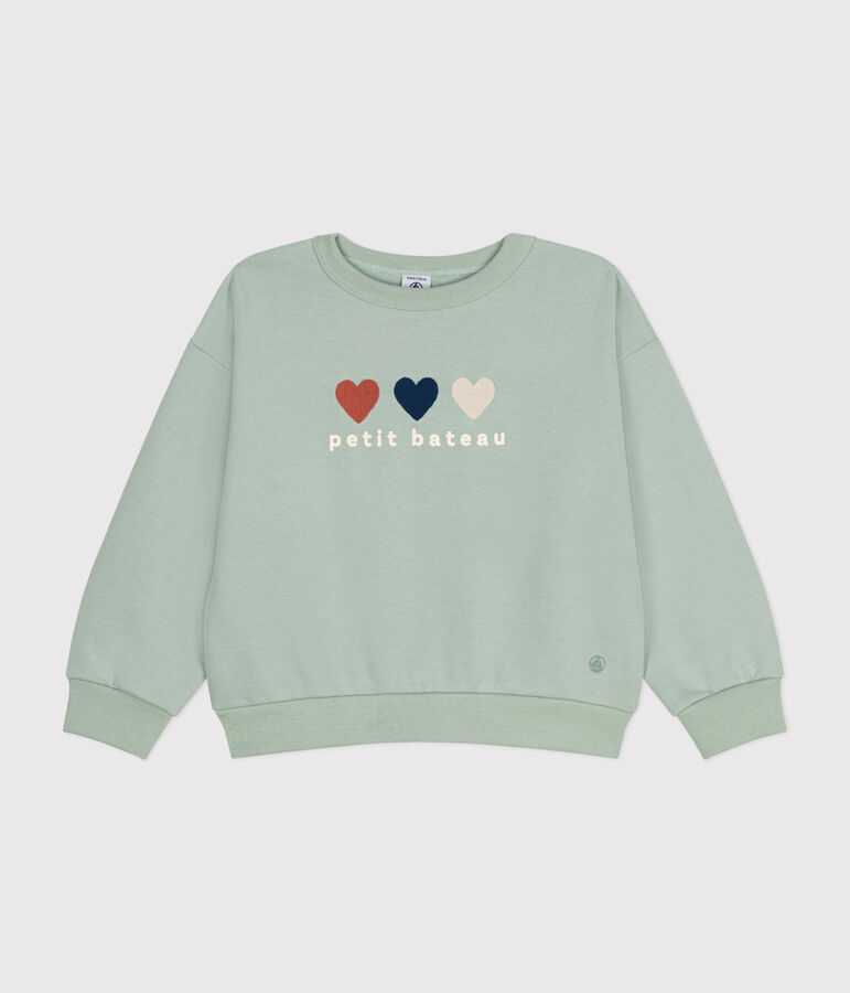 Kinder-Sweatshirt aus Molton f&uuml;r M&auml;dchen gr&uuml;n HERBIER
