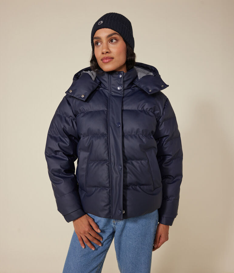 Damen-Winterjacke mit PU-Beschichtung blau