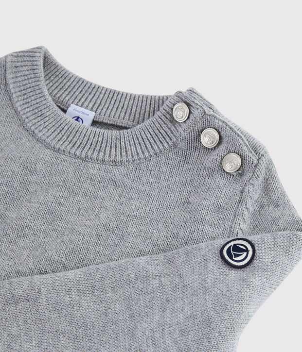Kinderpullover aus Wolle und Baumwolle grau