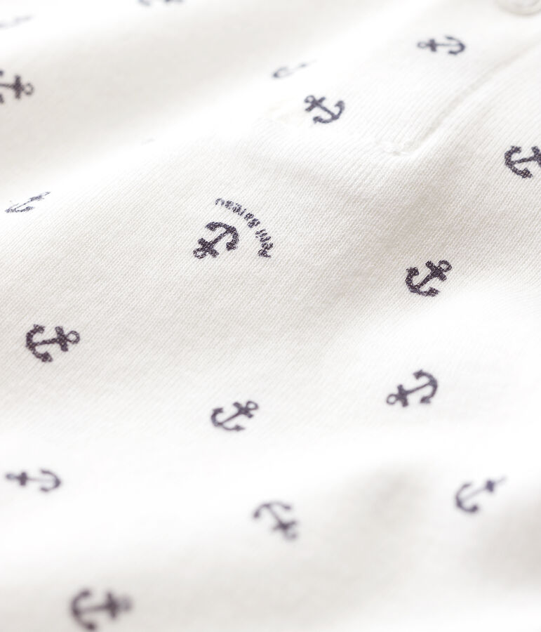 Kurz&auml;rmeliger Baby-Body aus Baumwolle mit Printmuster f&uuml;r Jungen weiss/blau