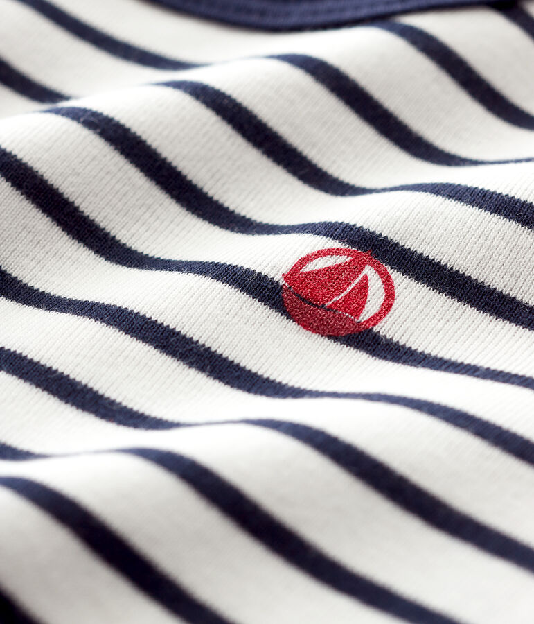 Gestreiftes Baby-Sweatshirt aus Baumwolle f&uuml;r Jungen weiss/blau