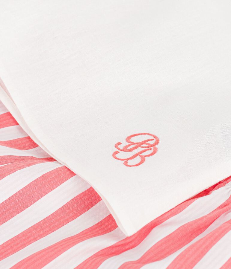 2-teiliges Baby-Set aus Baumwolle/Leinen, Oberteil mit Matrosenkragen rosa/weiss