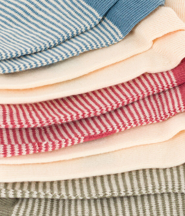5er-Set gestreifte Kindersocken aus Baumwolljersey vielfarbig