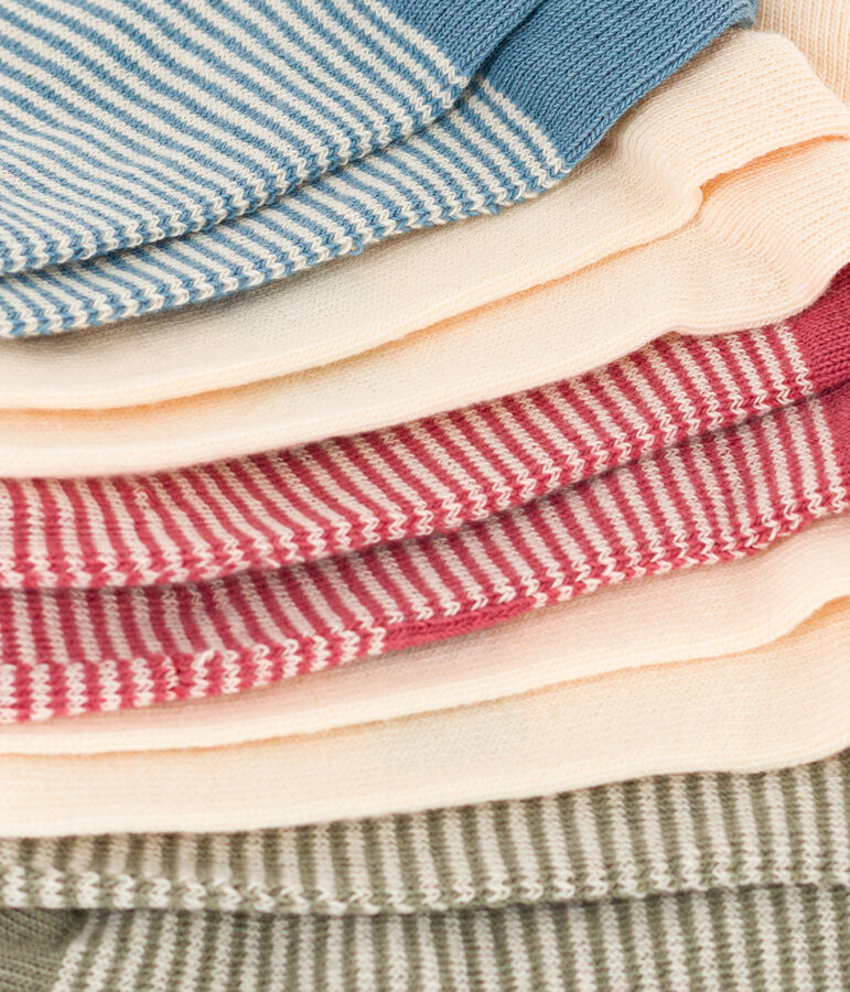 5er-Set gestreifte Kindersocken aus Baumwolljersey vielfarbig