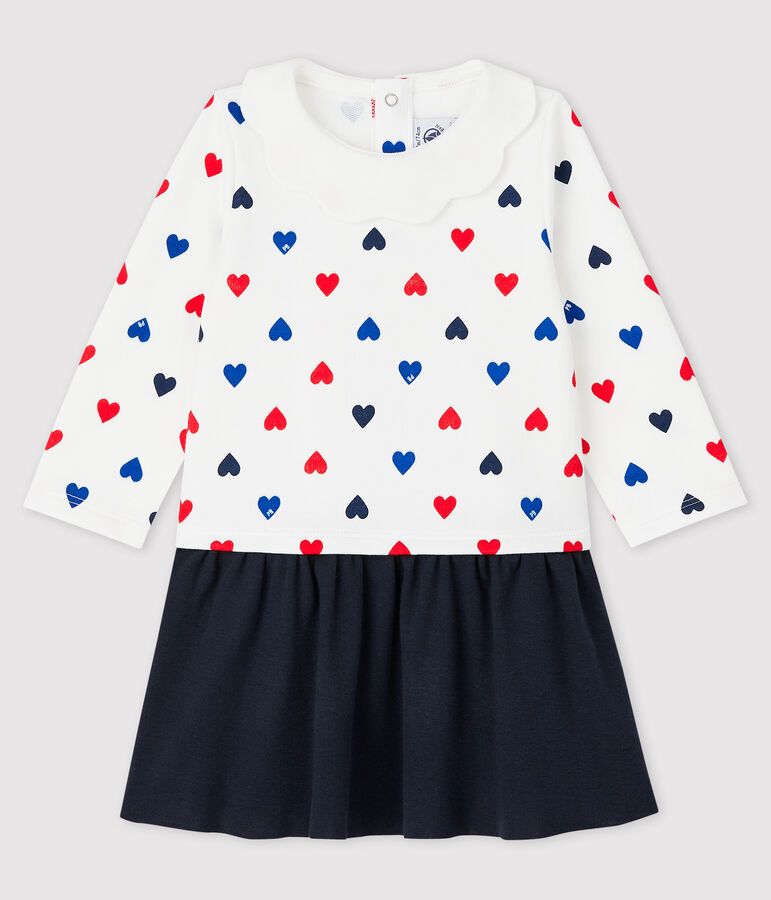 Lang&auml;rmeliges Baby-Kleid f&uuml;r M&auml;dchen weiss/vielfarbig