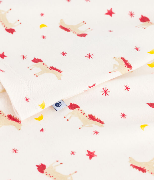 Kinder-Pyjama aus Baumwolle mit Pferdmotiven naturfarben/vielfarbig