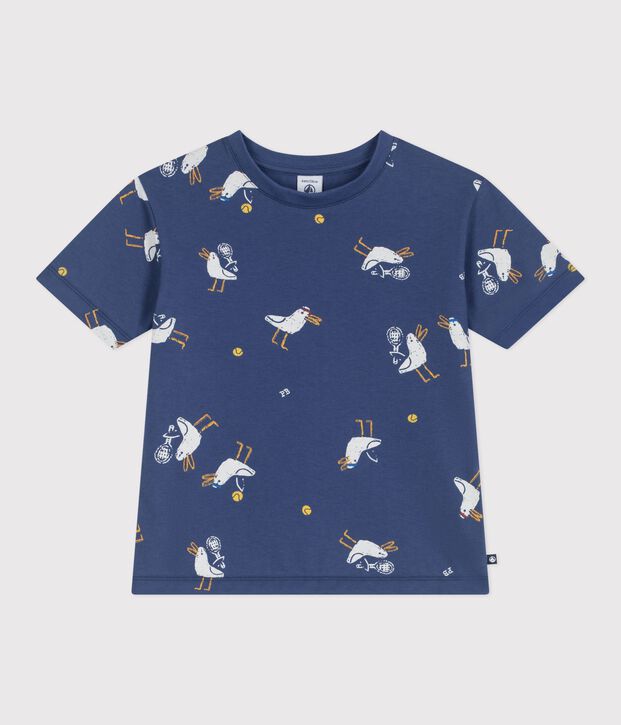 Kurz&auml;rmeliges Kinder-T-Shirt aus Baumwolle mit M&ouml;wenmotiv blau/vielfarbig