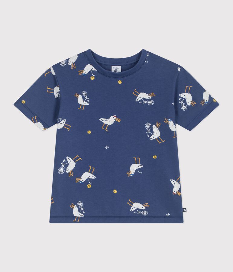 Kurz&auml;rmeliges Kinder-T-Shirt aus Baumwolle mit M&ouml;wenmotiv blau/vielfarbig