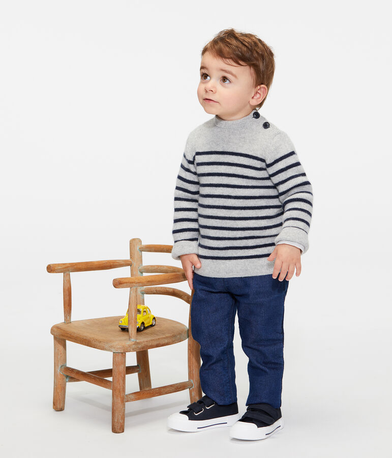 Baby-Kaschmirpullover f&uuml;r Jungen grau/blau