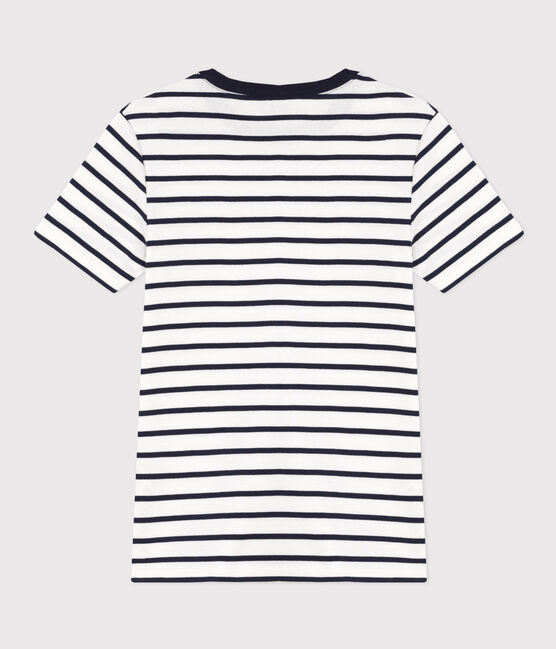 T-Shirt L’ICONIQUE aus Baumwolle mit rundem Ausschnitt für Damen weiss MARSHMALLOW/blau SMOKING
