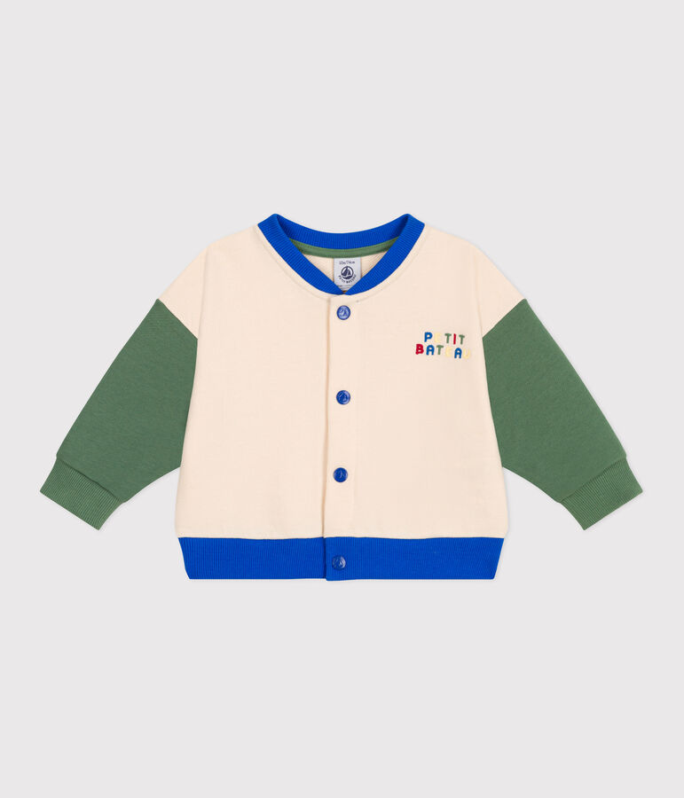 Baby College-Jacke aus Baumwolle im Colorblock naturfarben/gr&uuml;n