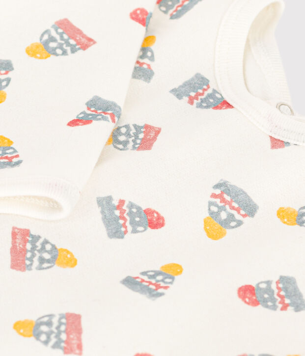 Baby-Strampler aus Molton weiss/vielfarbig