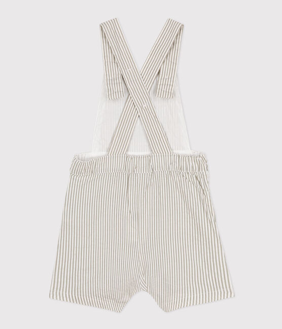 Kurze Baby-Latzhose aus Seersucker MARECAGE/ MARSHMALLOW