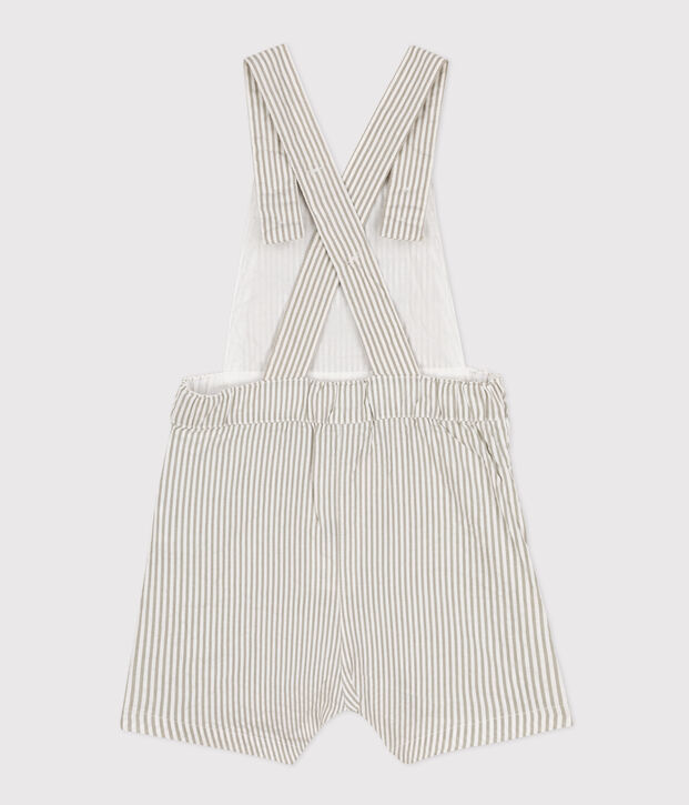 Kurze Baby-Latzhose aus Seersucker gr&uuml;n/weiss
