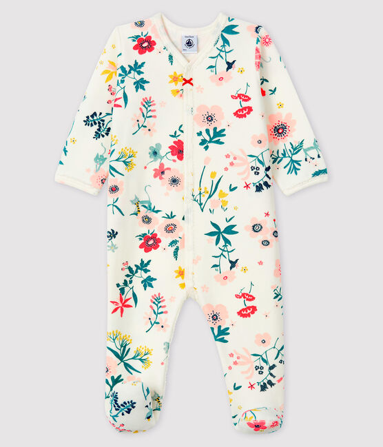 Baby-Strampler aus Nicki mit Blumenmuster für Mädchen weiss MARSHMALLOW/weiss MULTICO