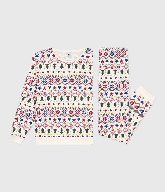 Damen-Pyjama aus Baumwolle mit Weihnachtsmuster MILK/ MULTICO