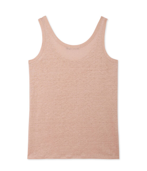 Damen-Top aus beschichtetem Leinen rosa ROSE/grau ARGENT