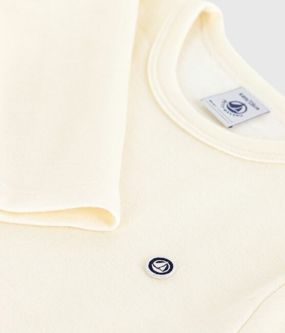 Langärmeliges Kinder T-Shirt aus einfarbiger Wolle und Baumwolle grau ECRU
