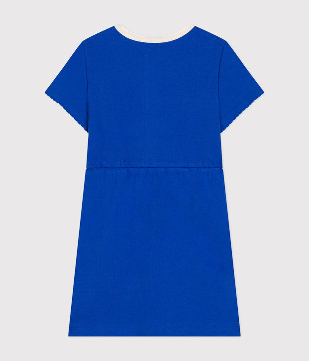 Kurz&auml;rmeliges Kinder-Kleid aus Baumwolle f&uuml;r M&auml;dchen blau