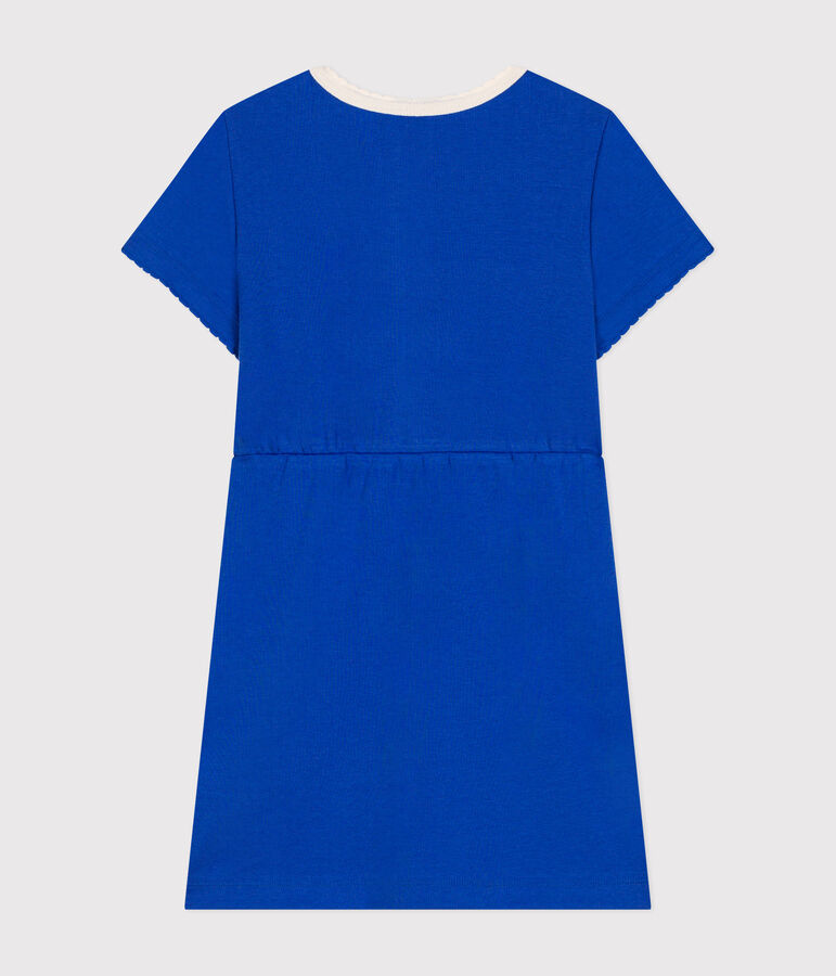 Kurz&auml;rmeliges Kinder-Kleid aus Baumwolle f&uuml;r M&auml;dchen blau CALVIN