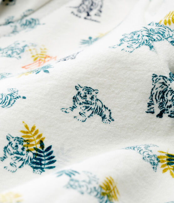Gemustertes baby-kapuzenSweatshirt mit reissverschluss jungen weiss MARSHMALLOW/weiss MULTICO