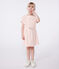 Kurzärmeliges Kinder-Kleid aus Baumwoll-Frottee mit Streifen  orange MARSHMALLOW/ ABRICOT