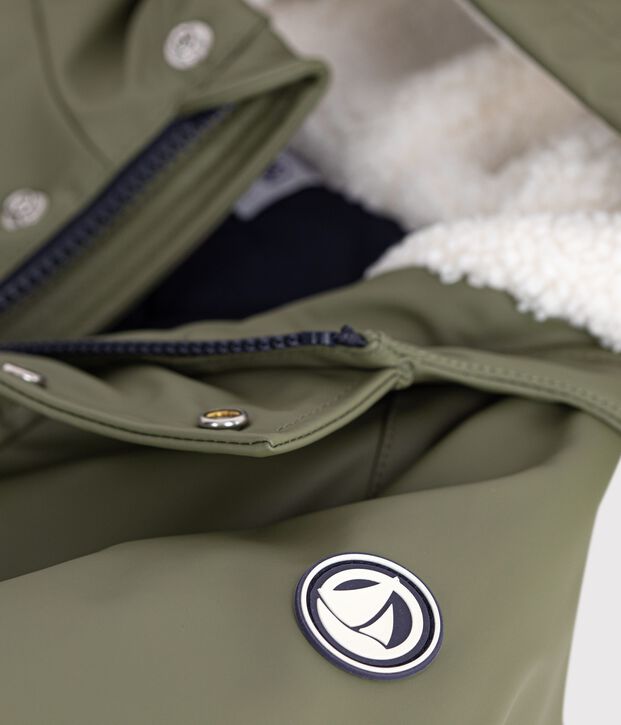 Einfarbige Kinder-Winterregenjacke OLIVINE