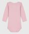 Langärmeliger Baby-Body aus Wolle und Baumwolle rosa JOLI