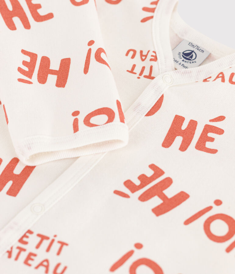 Baby-Strampler aus Molton weiss/rosa