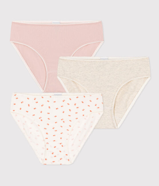 3er-Set Slips aus Baumwolle und Elastan mit Blumenmuster für Mädchen variante 1