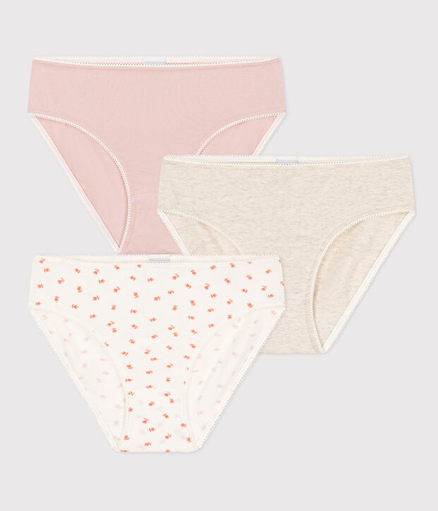 3er-Set Slips aus Baumwolle und Elastan mit Blumenmuster f&uuml;r M&auml;dchen vielfarbig