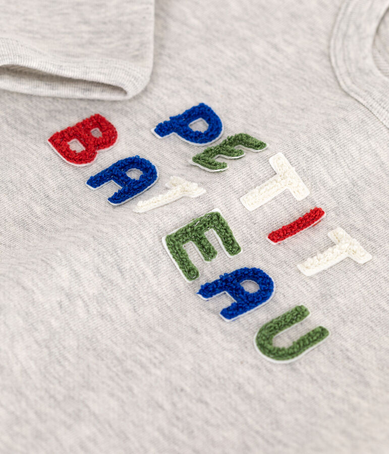Baby-Sweatshirt aus einfarbiger Baumwolle grau BELUGA CHINE