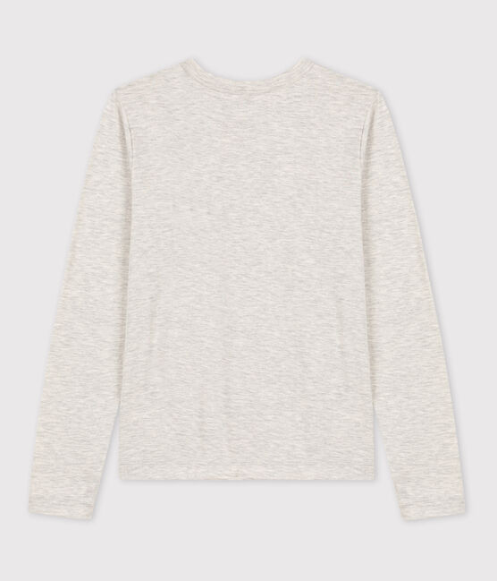 Warmes Damen-T-Shirt L’ICONIQUE aus Baumwolle mit Rundhalsausschnitt grau BELUGA CHINE