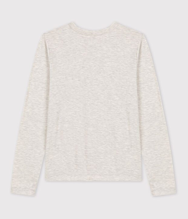 Warmes Damen-T-Shirt L&rsquo;ICONIQUE aus Baumwolle mit Rundhalsausschnitt BELUGA CHINE