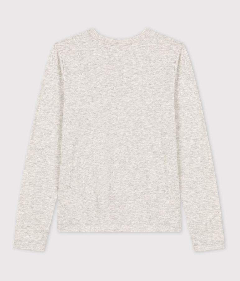 Warmes Damen-T-Shirt L&rsquo;ICONIQUE aus Baumwolle mit Rundhalsausschnitt grau