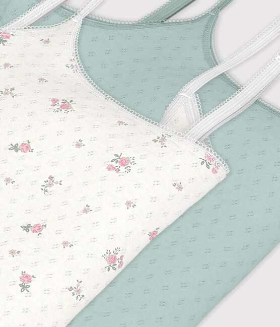 Set Damen Spaghetti-Tops aus Baumwolle mit Lochstickerei variante 1