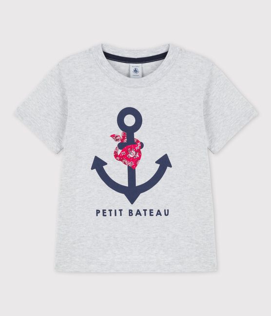 Kurzärmeliges T-Shirt aus Baumwolle für Jungen grau POUSSIERE CHINE