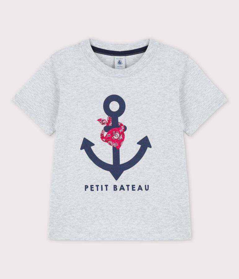 Kurz&auml;rmeliges T-Shirt aus Baumwolle f&uuml;r Jungen grau POUSSIERE CHINE