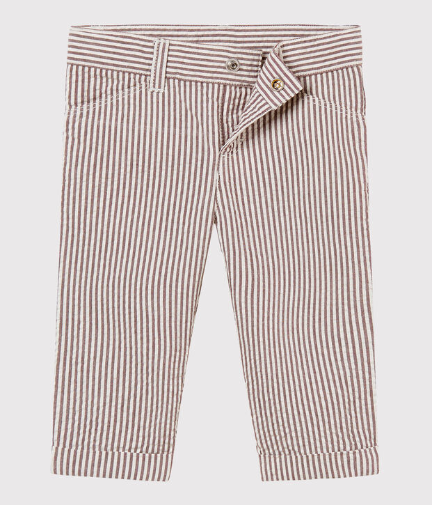 Gestreifte babyhose jungen braun/weiss