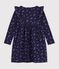 Lang&auml;rmeliges Kinder-Kleid aus Baumwolle mit Blumenmuster blau/vielfarbig