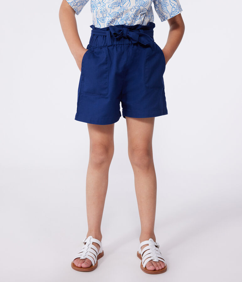 Kinder-Shorts aus einfarbiger Baumwolle blau