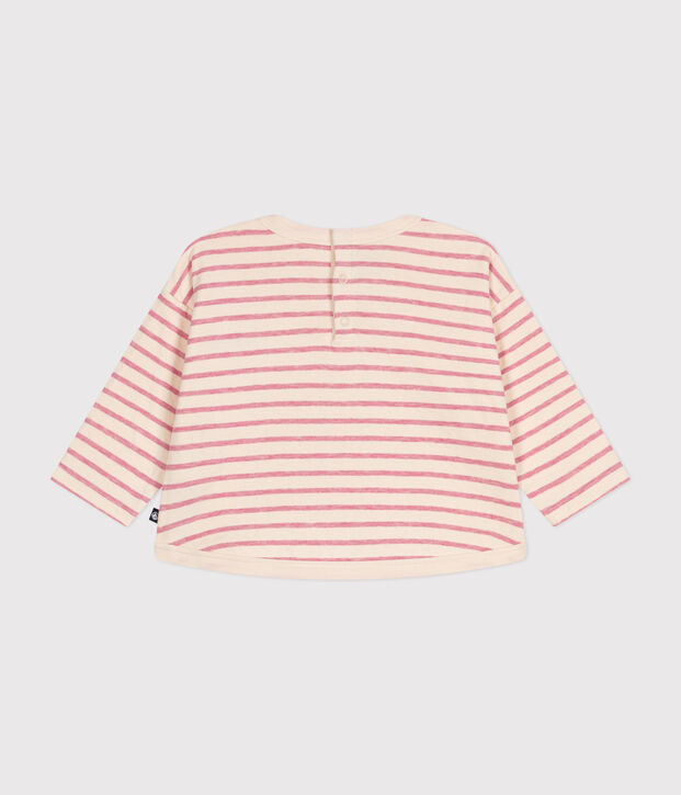 Lang&auml;rmeliges Baby-T-Shirt aus Doppeljersey naturfarben/rosa