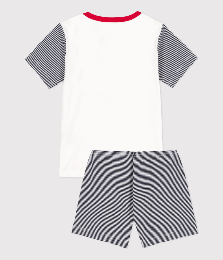 Kinder-Kurzpyjama Petit Bateau aus Baumwolle blau/weiss